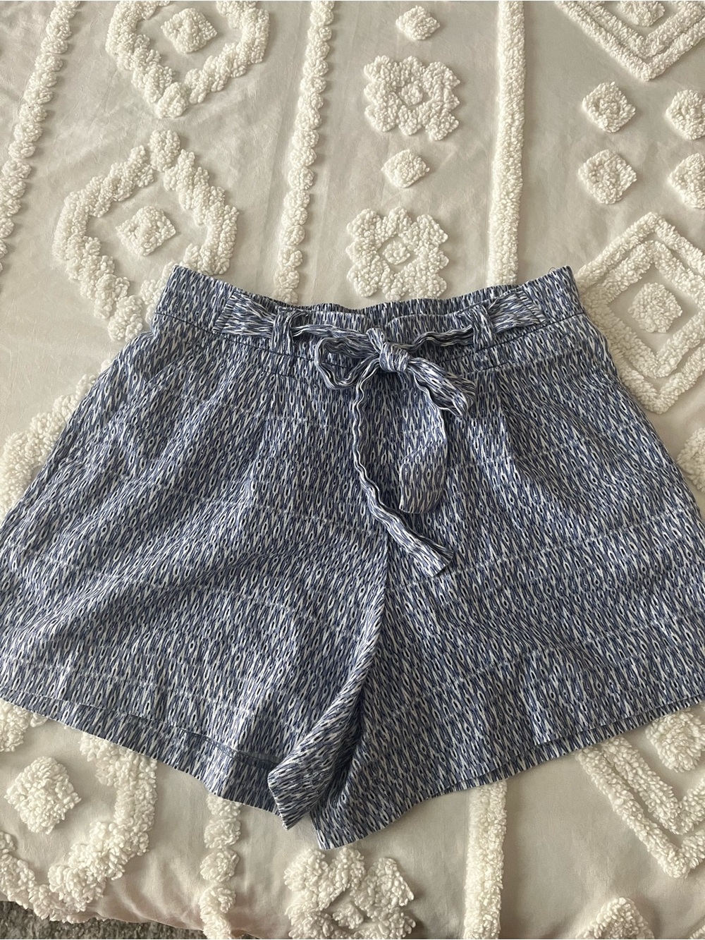 C&C California Blue Patterned High-Waist Tie Shorts
